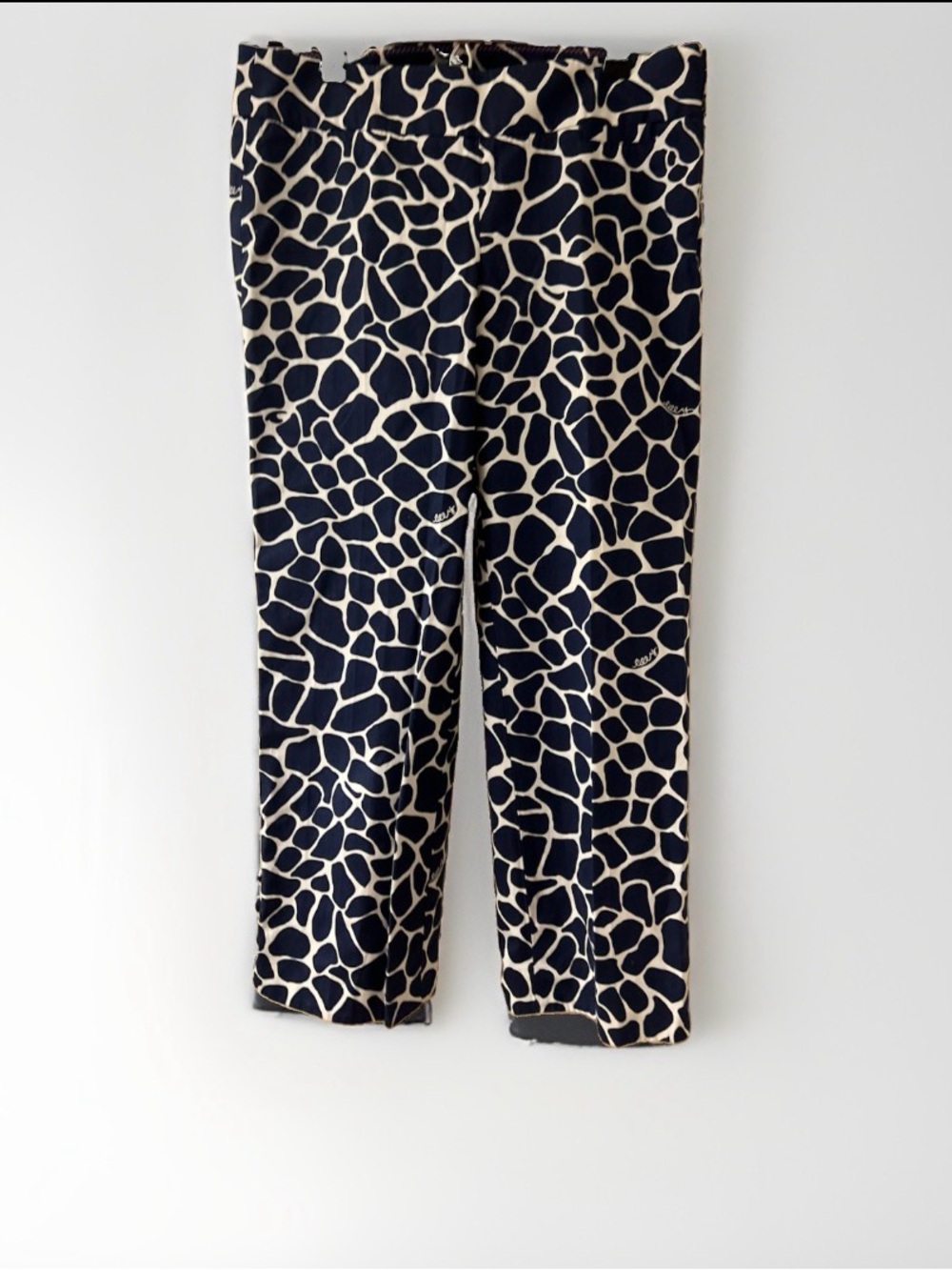 Lilly Pulitzer Palm Beach Fit Giraffe Print Crop Pants Navy Blue White Size 4
